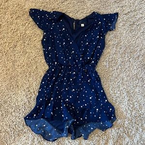 Navy blue romper with white stars